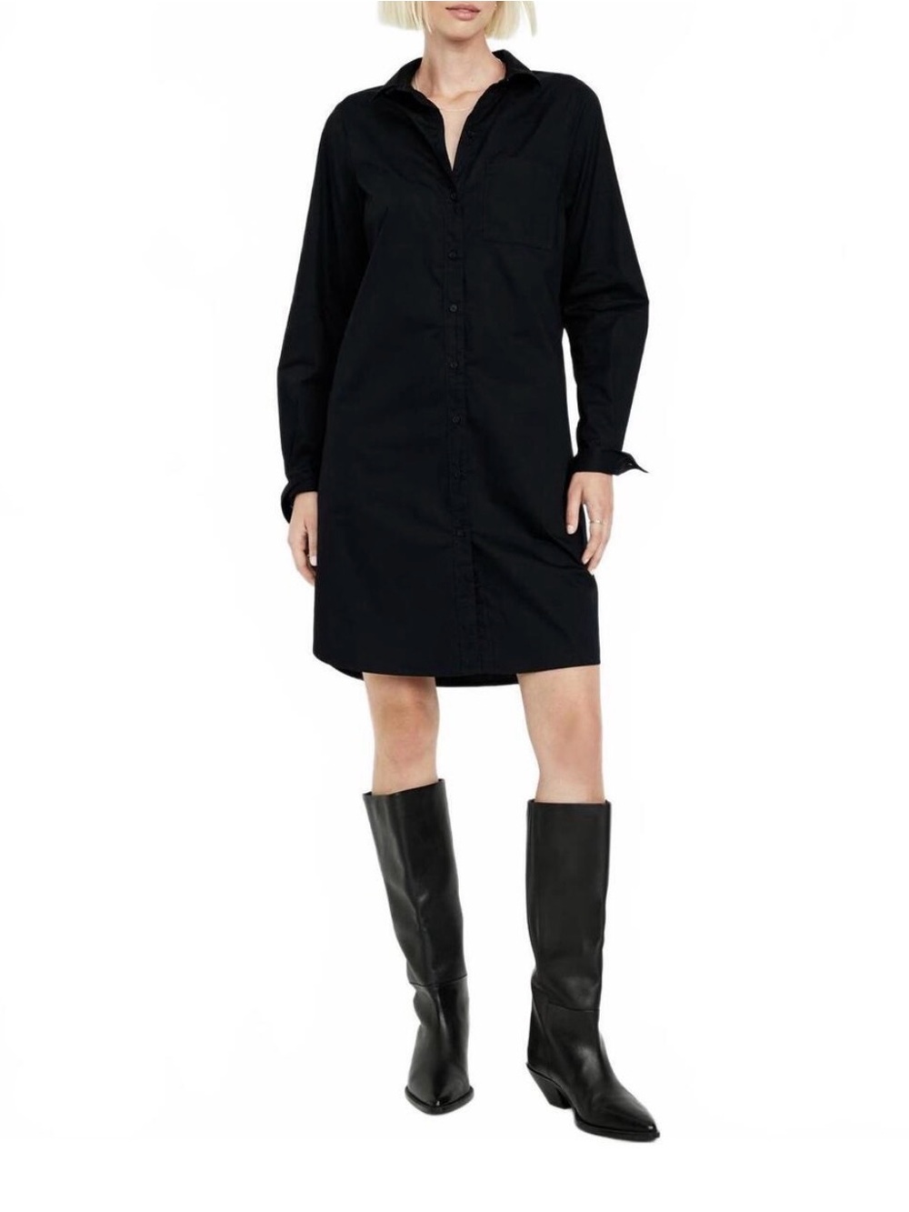 Old Navy Black Button-Front Shirt Dress